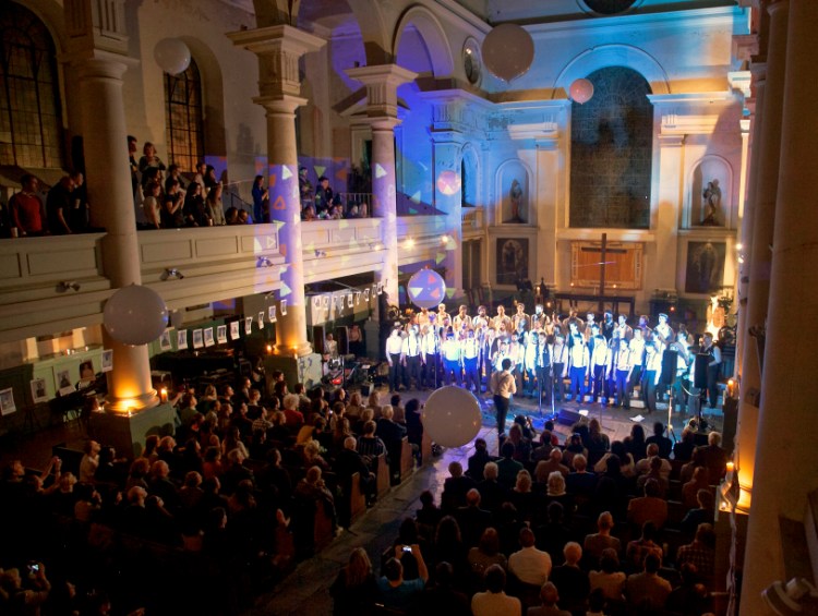 Chaps Choir performing at Shoreditch Church